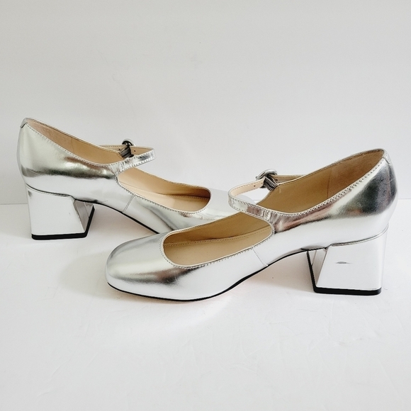 Marc Fisher Shoes - NEW Marc Fisher LTD Nessily Block Heel Metallic Gray Sandals Size 8.5